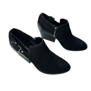 Michael Shannon Black Ankle Booties with Buckle Detail 7.5
